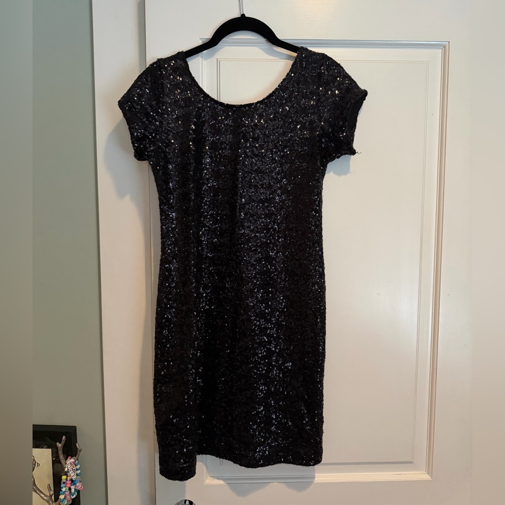 Sparkling Free People/Backstage Black Sequin Mini Dress